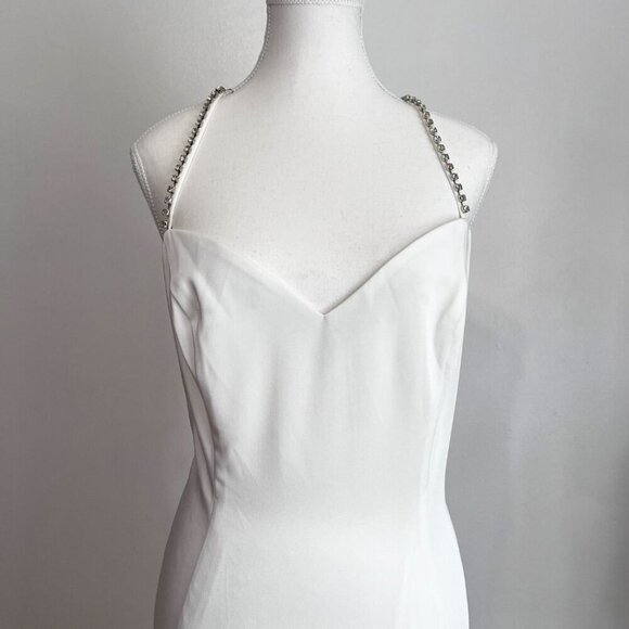 NWT IEENA FOR MAC DUGGAL WHITE RHINESTONE LONG EVENING FORMAL DRESS - 14 - Picture 5 of 15